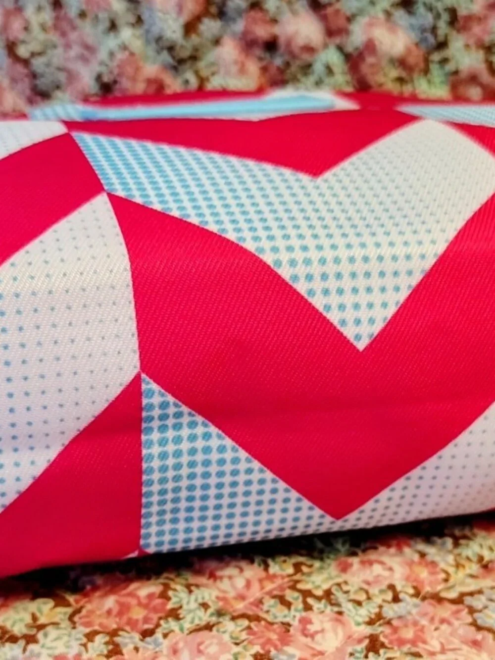 NWT Clinique Make Up Bag Cosmetics Pink & Blue Chevron